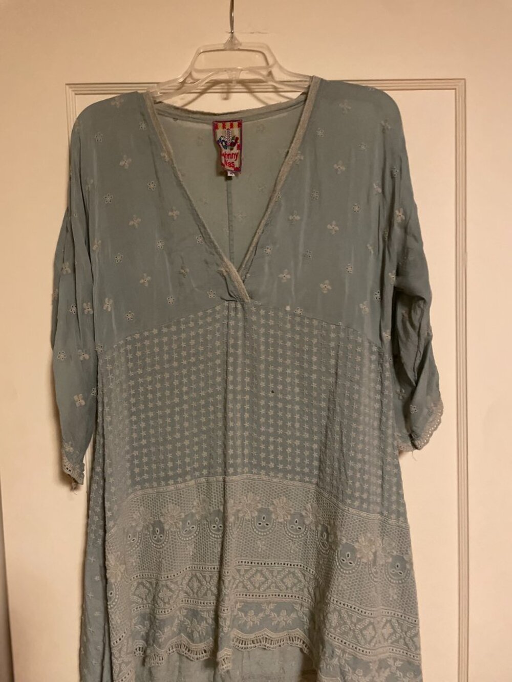 Johny Was light blue tunic size M in fair condition